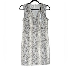 Elie Tahari Emory Dress Sz 4 Biscotti Snakeskin Print Sleeveless Sheath NEW $298