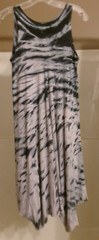 Heyne Bogut Blue Gray Black Tie Dye Handkerchief Hem Knit Sleeveless Dress XS SO
