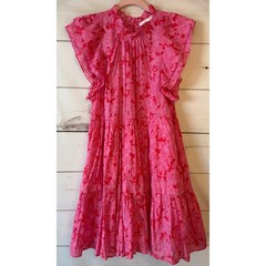 Karlie Pink Red Floral Tiered Flutter Sleeve Mini Dress K2104-144LDH-C Womens L