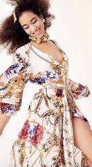 new $899 CAMILLA REIGN SUPREME BELTED BLOUSON DRESS SILK CRYSTALS L