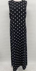 Vintage 90s Helene Blake Dress Women 16 Black Polka Dot Maxi Summer Party Retro