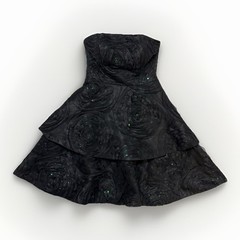 John Paul Ataker Size 38 Cocktail Solid Black Dress Sequines Floral Strapless