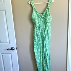Faded Glory Green and White Maxi Summer Dress