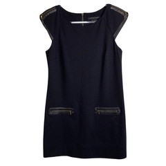 Cynthia Steffe Shift Black Brown Trim Ponte Stretch Dress Size 10