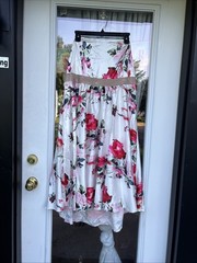 Woman’s Satin Style Strapless High Low Dress Size 2XL