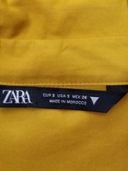 ZARA Mustard Yellow Voluminous Ruffled Poplin Mini Shirt Dress Boho Chic Size S