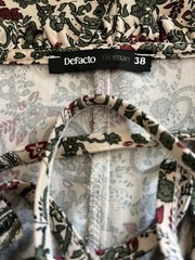 Defacto Woman Midi Dress M Paisley Ruffle Beige Green Maroon Short Sleeve