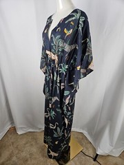 Just Darving Jungly Kaftan Dress Navy Exotic Animal Print & Palm Leaves – One Si