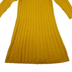 H&M Women&rsquo;s Ochre Oversized Stretch Wool Blend Ribbed Midi Dress Sz Small Yellow