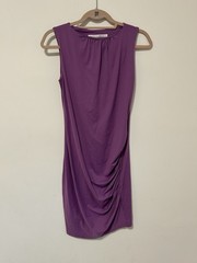 Susana Monaco Purple Solid Sheath Dress S Sleeveless Scoop Neck Ruched Stretch