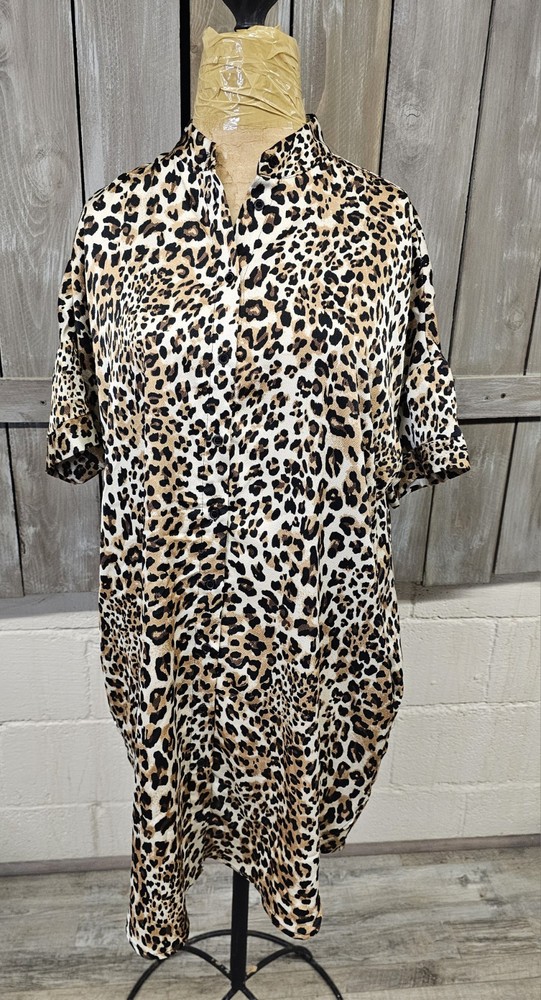 Ellison Button Up Leopard Print Oversized Dress Size Small