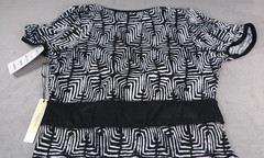 Vertigo Paris Womens Wrap Dress Small Black White Abstract Print Tie Waist NWT