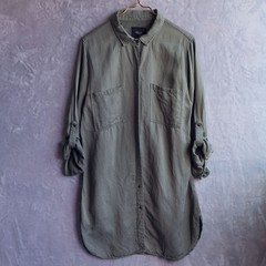 RAILS Dalton Green Midi Shirt Dress Size L Tencel Linen Blend Long Sleeve