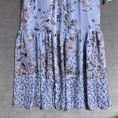 Lovestitch Dress S Blue Maxi Tiered Long Sleeve Chiffon Sheer Boho Indie Cottage