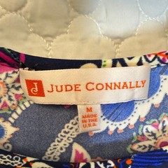 Jude Connally Brynn Fit and Flare Navy Blue Floral Print Dress Size Medium