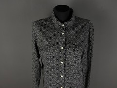 0039 Italy Black/White Patterned Button Down Shirt Dress Women&rsquo;s Size 2XL