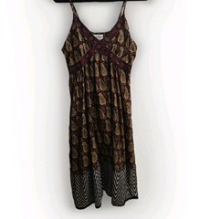 Jessica Taylor Lg Embroidered Beaded Sequin Mixed Print Sleeveless Dress Vtg