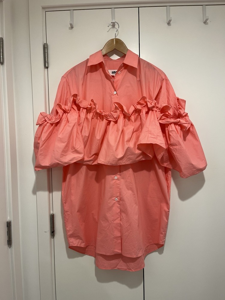 Brand New MM6 Maison Margiela Rose Ruffle Shirt Dress (Size 38/P2P 50 Inches)