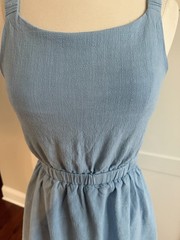Blue Open Back Strappy Mini Dress | Ruched Straps | Casual Summer Dress small