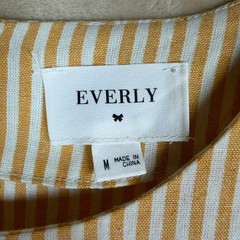 Everly Womens Medium Mustard Yellow White Striped Ruffle Mini Dress Summer