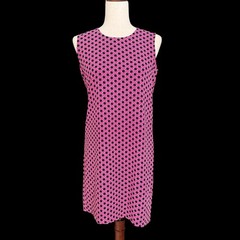 Adrienne Vittadini Geometric Print shift Dress Pink Navy Sleeveless sz 2 office