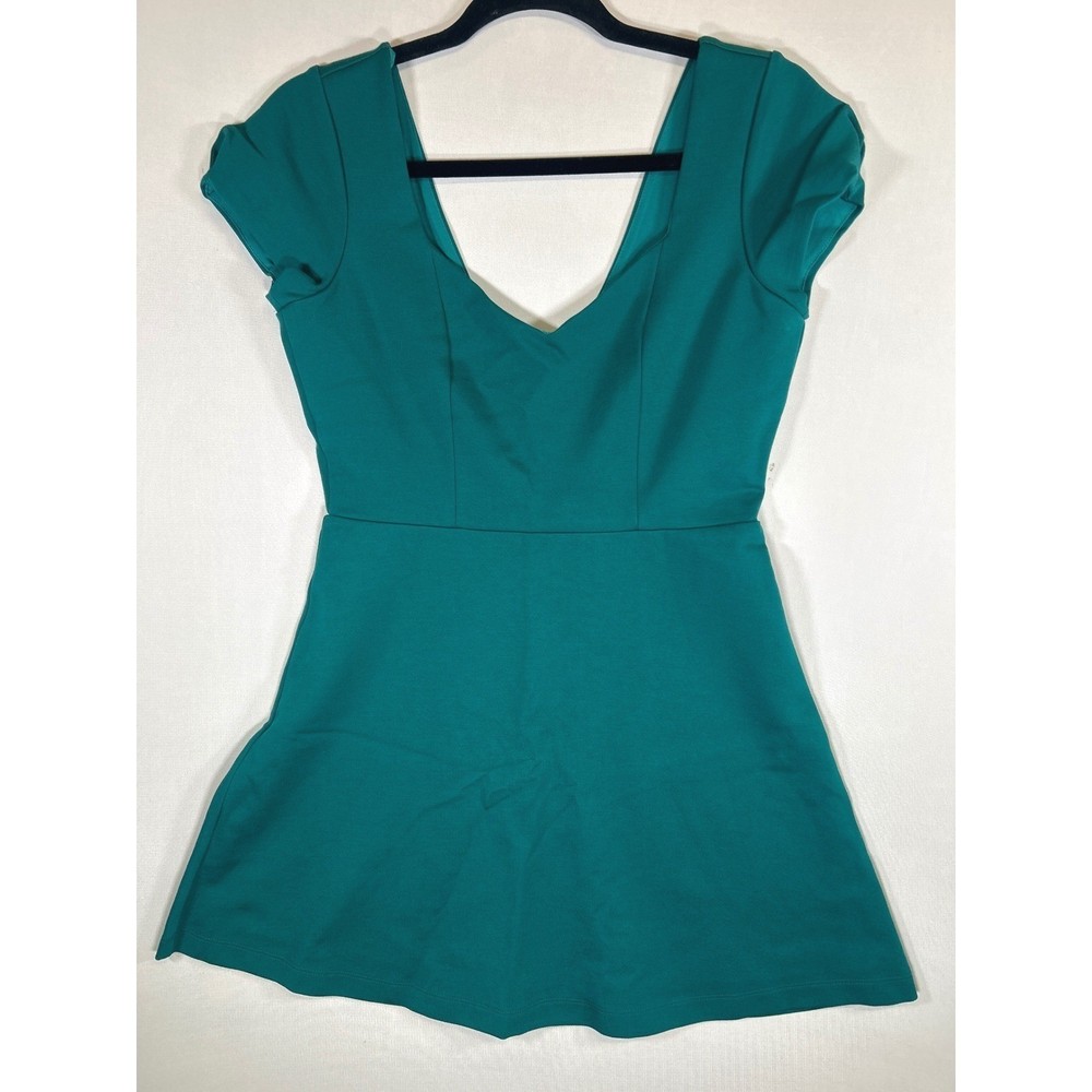 Urban Outfitters Green Fit Flare Dress V Neck Cap Sleeve Size 4