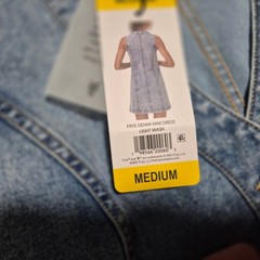 NWT Frye Denim Mini Dress Medium Light Wash Sleeveless Button Front V-Neck Stret