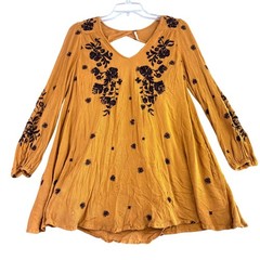 Free People XS Sweet Tennessee Embroidered Mini Dress Tunic Cutout Back **Spots