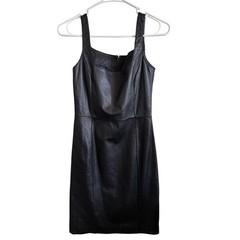 Ralph Lauren SZ 4 Woman&rsquo;s Black Leather Fitted Dress Knee-Length Formal Elegant