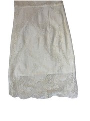 Minuet Lace Applique Mini Halter Dress White Floral Bodycon Women’s Medium