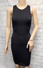 Cherry Mellow S Black Lace Up Corset Back Keyhole Bodycon Tank High Neck Dress