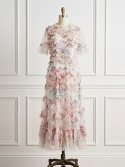 NWT Needle & Thread Ruffle Ballerina Midi in Floral Wonder Tulle Dress 12