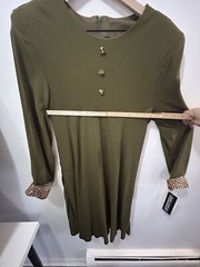 Jessica Howard Women’s Size 16 Olive Green Leopard Print Dress Button Cuff New