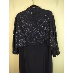 Alex Evenings Maxi Dress & Jacket Womens 24W Sequin Formal Mother of Bride Navy