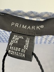 Primark Light Blue Gingham Summer Dress UK 20 Tie Strap Side Zip Lightweight