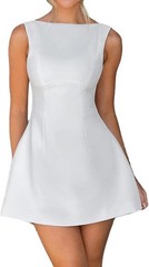 ABYOVRT Mini Dress Large Women&rsquo;s White Backless A-Line Formal 145CL459109