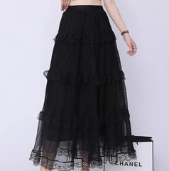 Sweet Style Lace Splicing Cake Long Skirt Women&rsquo;s High Waist Slimming Half Body
