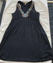 American Rag Cie Dress Womens Medium Black Beaded Halter Tank Sundress Boho