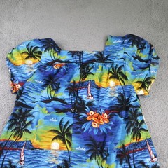 Royal Hawaiian Creations Dress Womens 4XL Blue Floral Cotton Short Sleeve
