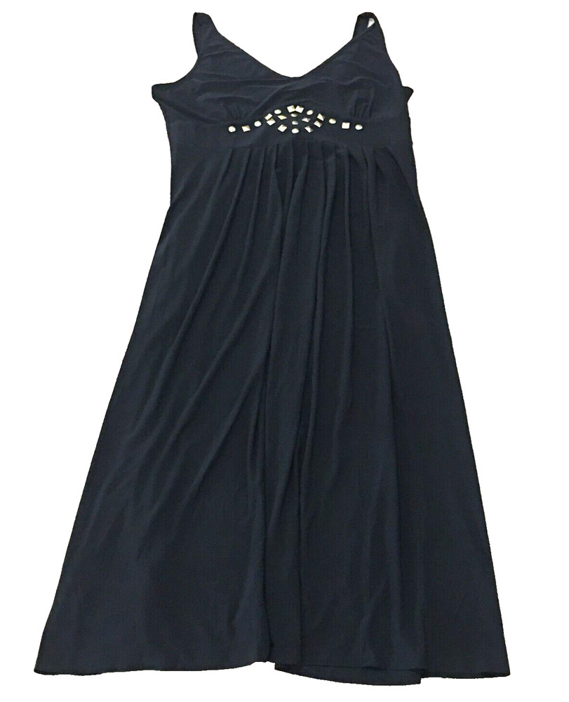 Antthony Womens Sleeveless Dress Sz L Black Rhinestone Studded V-Neck NWT