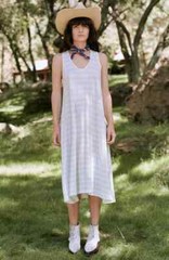 THE GREAT. Striped Lightweight Cotton U-Line Swing Tank Racerback Dress 1 S 4/6