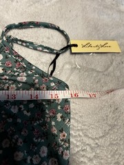 Liberty Love L Green Floral Ruched Strappy Sleeveless Midi Slip Dress