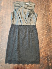 Calvin Klein Faux leather lace bottom Fit & Flare Dress Black Size 6