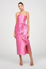 NWT Theia Marla Strapless Sculptural Drape Cocktail Dress Sunlit Pink Size 10
