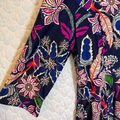 Jude Connally Brynn Fit and Flare Navy Blue Floral Print Dress Size Medium
