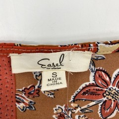 EASEL Open Shoulder Short Sleeve Orange Maxi Dress Side Slit Comfy Small