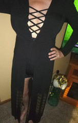 Venus Long Dress Black Plunge Goth Sexy Vampire Hot Pants Size Small