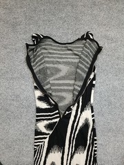 Unbranded Bodycon Dress Small Black & Cream Sleeveless 1/2 Back Zip Geometric *