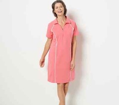 Sport Savvy French Terry Polo Collar HalfZip RaglanSleeve Dress XL Coral A487112