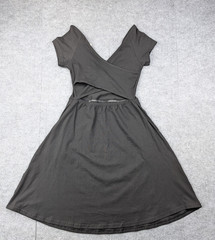 Pact Dress Womens XS Organic Cotton Short Midi Black Minimal Natural Tee Cross